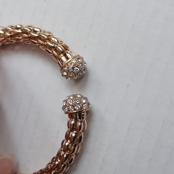 4/$30 Thick Gold Coloured Metallic Bracelet With Rhinestone Detail - Picture 2 of 4